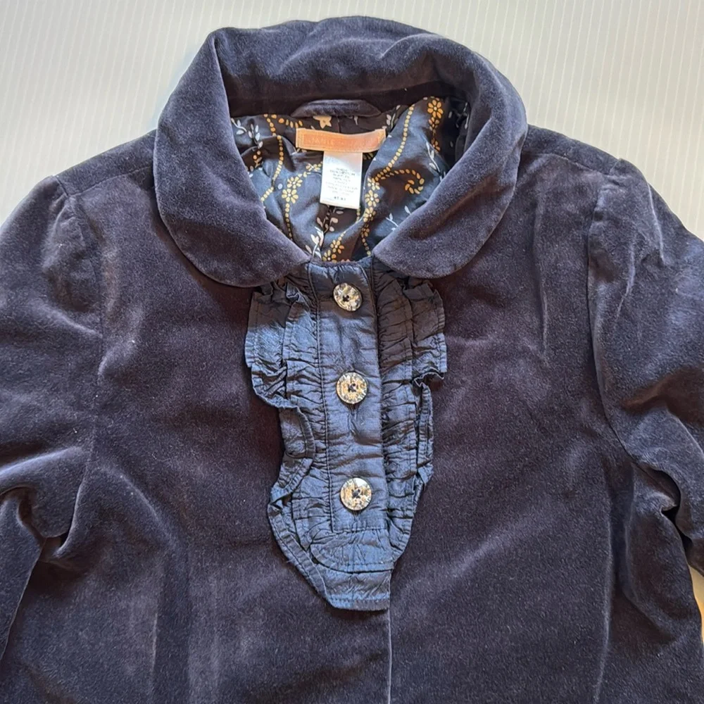 Janie and Jack 100% cotton & silk navy blue velvet jacket.  Girls size 4T - 5T